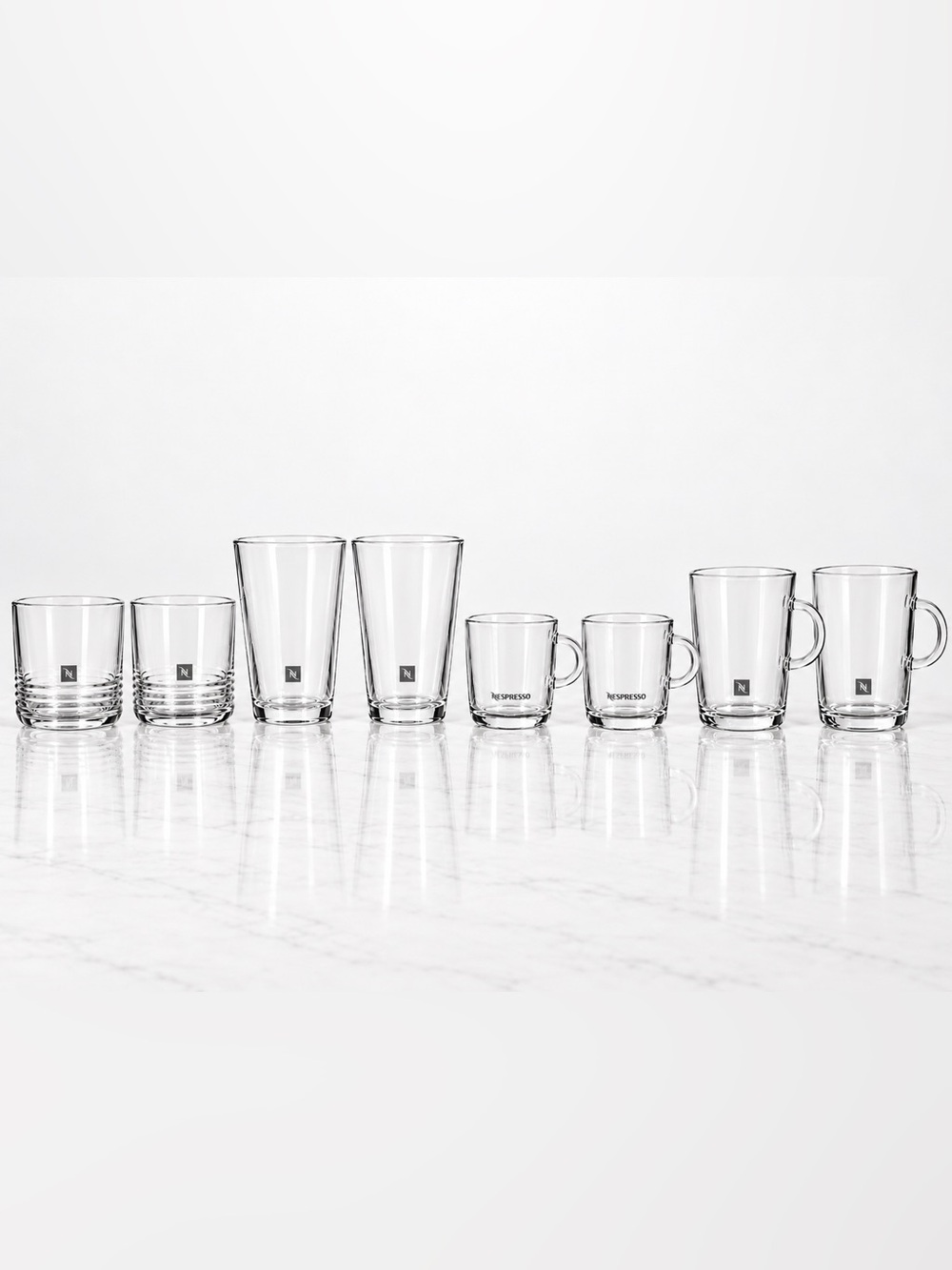 Nespresso Clear Glass Espresso & Latte Cup Set - Transparent